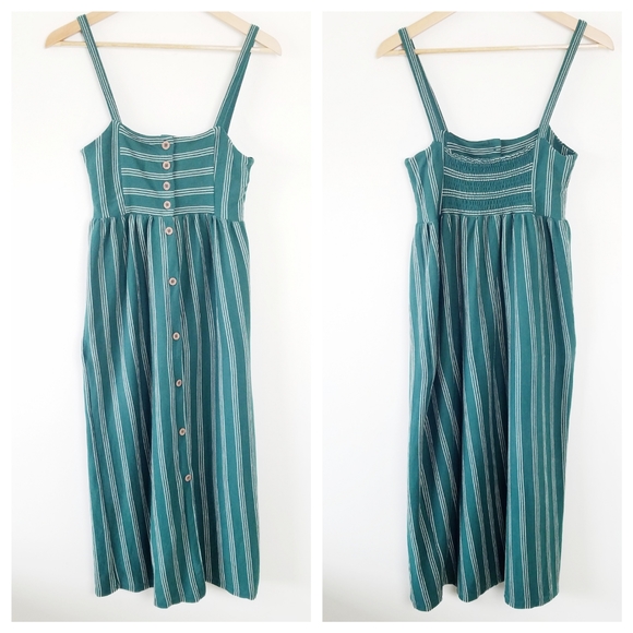 green stripe midi dress